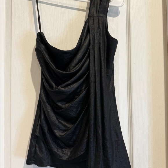 BCBGMaxAzria Black One-Shoulder Top - Picture 4 of 6